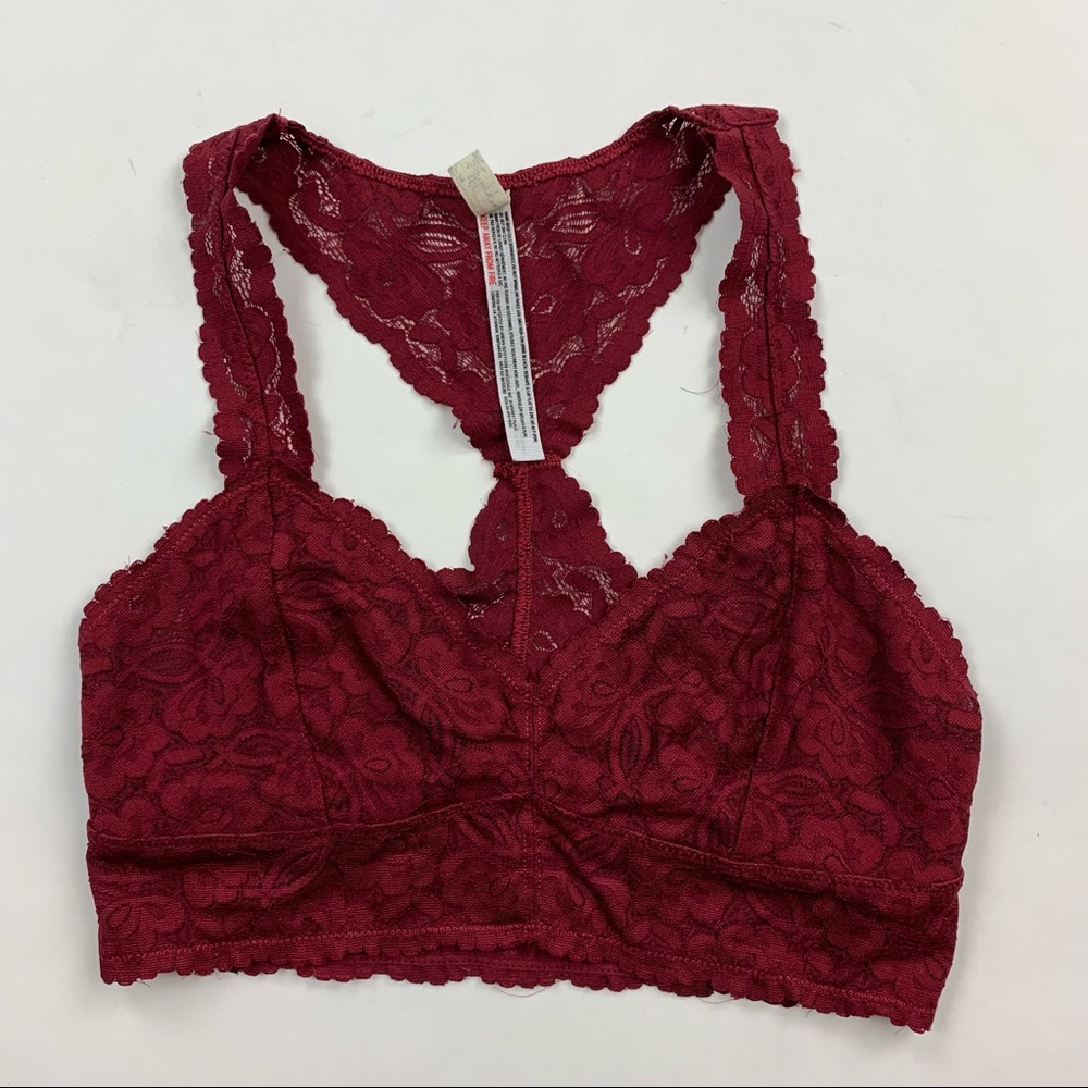 Free People Red Galloon Lace Bra Small - Picture 2 of 14